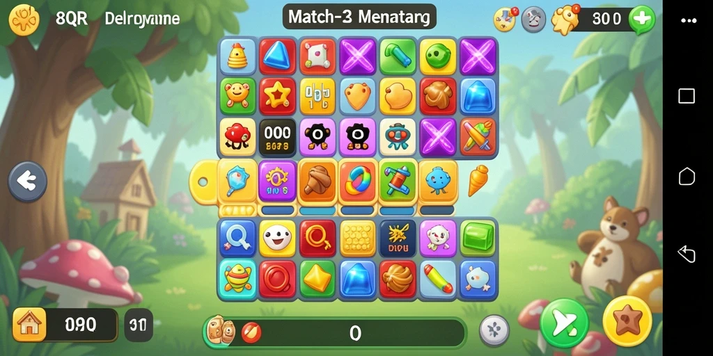 Tampilan menarik game Match-3 dengan gameplay yang seru.