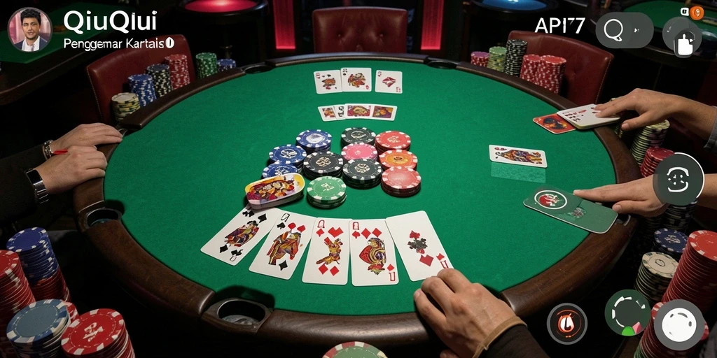 Gameplay seru QiuQiu dengan kartu-kartu menarik.