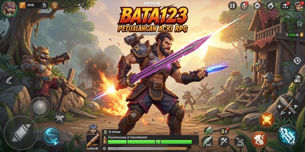 Tampilan gameplay menarik dari BATA123 saat bertarung dengan monster.