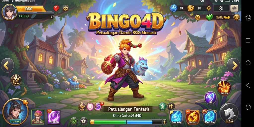 Tangkapan layar BINGO4D menampilkan pertempuran epik dalam dunia RPG.