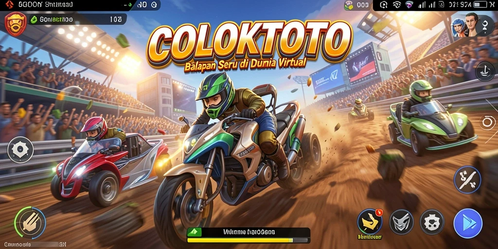 Tangkapan layar gameplay COLOKTOTO dengan aksi balapan yang mendebarkan.