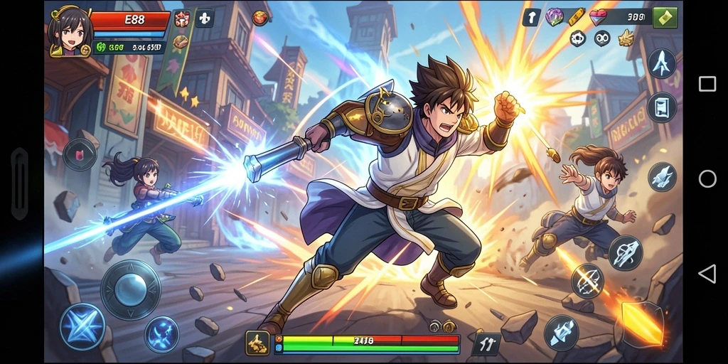Tampilan gameplay E88 yang menarik dengan aksi anime yang seru.
