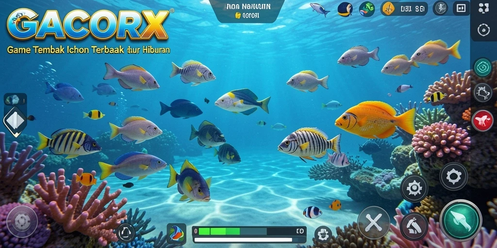 Tampilan screenshot GACORX menampilkan aksi menembak ikan yang seru.