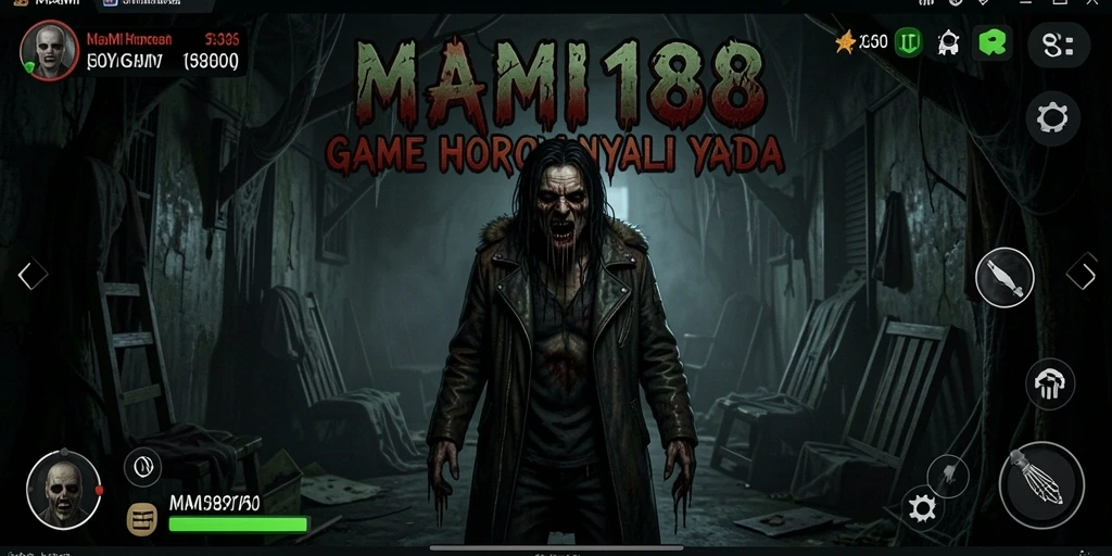Screenshot MAMI188 menunjukkan pemain berlari di lorong gelap yang menakutkan.