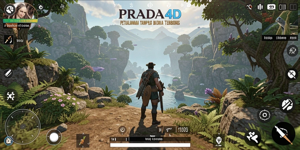 Tangkapan layar gameplay PRADA4D menunjukkan dunia terbuka yang menakjubkan dan penuh petualangan.