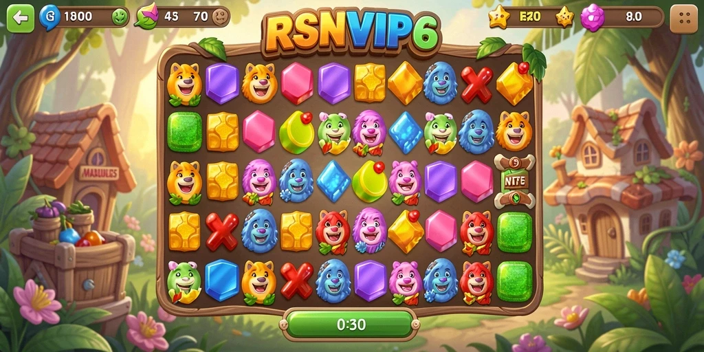 Gameplay seru RSNVIP6 dengan tantangan Match-3 yang menarik.