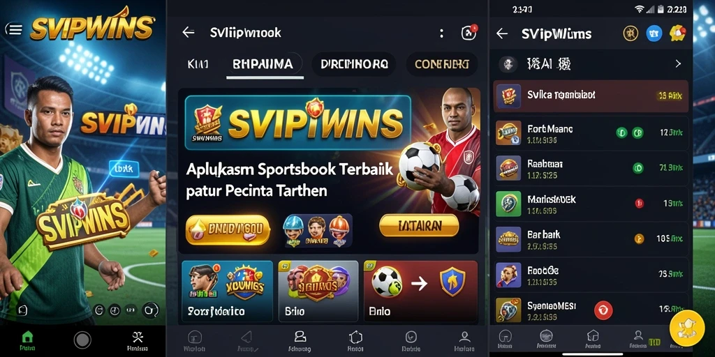 Tampilan menarik dari aplikasi SVIPWINS saat taruhan olahraga.