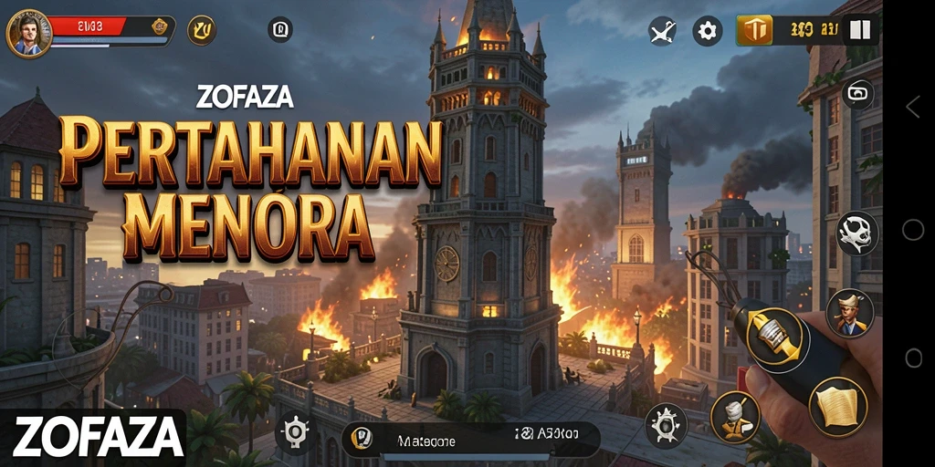 Gameplay seru ZOFAZA dalam Tower Defense dengan berbagai menara dan strategi.